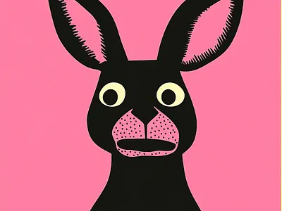 Confused Quirky Kangaroo animal art australian black black line art character confused design grunge ink kangaroo minimalist pink portrait quirky retro roo simple