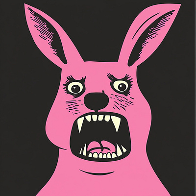 Concerned Kangaroo Protest Art Animal Protection angry animal animal protection art black character concerned confused design environmentalism grunge handmade illustration ink kangaroo pink portrait protest retro worried