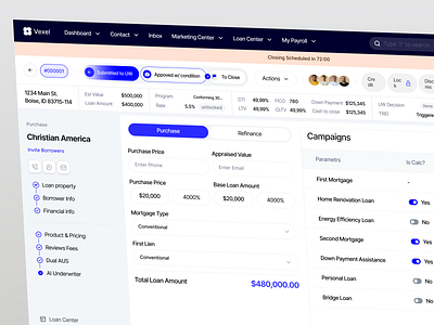 CRM Dashboard - Loan Management app cansaas clean crm crm dashboard dashboard design financial interface loan minimal payment product design real estate saas sales ui ux web app