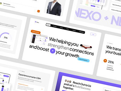 Nexo - CRM Landing Page analytic business client crm customer customer relation dashboard data growth hero homepage landing page lead management marketing saas website