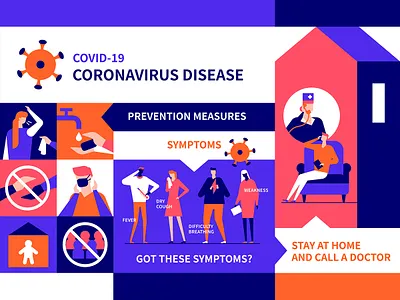 Coronavirus preventive measures illustrations character composition design flat design illustration measures prevention protective social distancing style symptoms vector