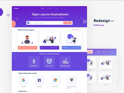 UnDraw Redesign - Ux case study branding dailyui design flatdesign illustration design interaction landing page typography ui uicasestudy uidesignpatterns uiux design undraw website ux ux case study ux design uxdesign website banner website design