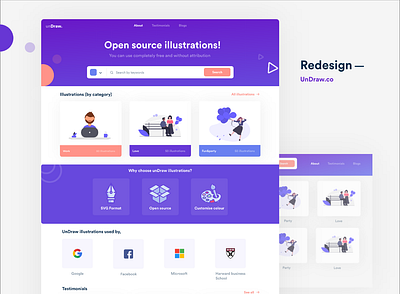 UnDraw Redesign - Ux case study branding dailyui design flatdesign illustration design interaction landing page typography ui uicasestudy uidesignpatterns uiux design undraw website ux ux case study ux design uxdesign website banner website design