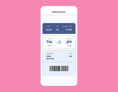 Daily UI 24 - Boarding Pass 100daysofui app app design app ui boarding pass dailyui design ios mobile productdesign ui