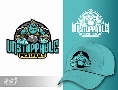 UNSTOPPABLE LOGO cartoon chipdavid creative design dogwings drawing illustration logo ogre pickleball sports graphic vector