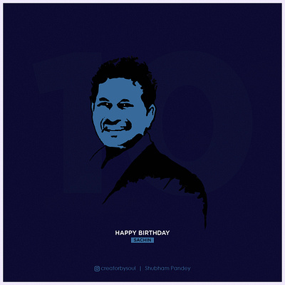 Sachin Tendulkar Birthday concept art design dribbble happy birthday illustration monkstudio poster design sachin tendulkar ui vector