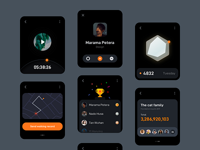 Watch UI for WALKING P app black card design dribbble icon illustration login ui ux watch watching watchos