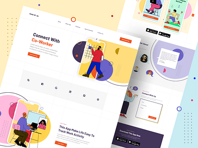 Mobile App Landing Page 2020 trend app ui character clean color concept creative design flat graphic design illustration landing page minimal ui ux vector web