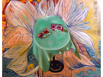 3dz abstract acid blossom colorful figure fineart flover gradient leaves oil on canvas oil paint oil painting pattern smiley spring sunglasses surreal surrealistic table texture