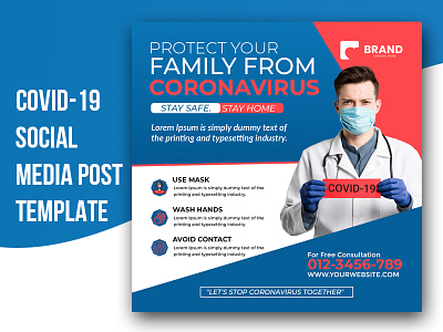 covid-19 social media post template clinic covid19 dentist doctor emergency facebook flyer health hospital flyer instagram medical