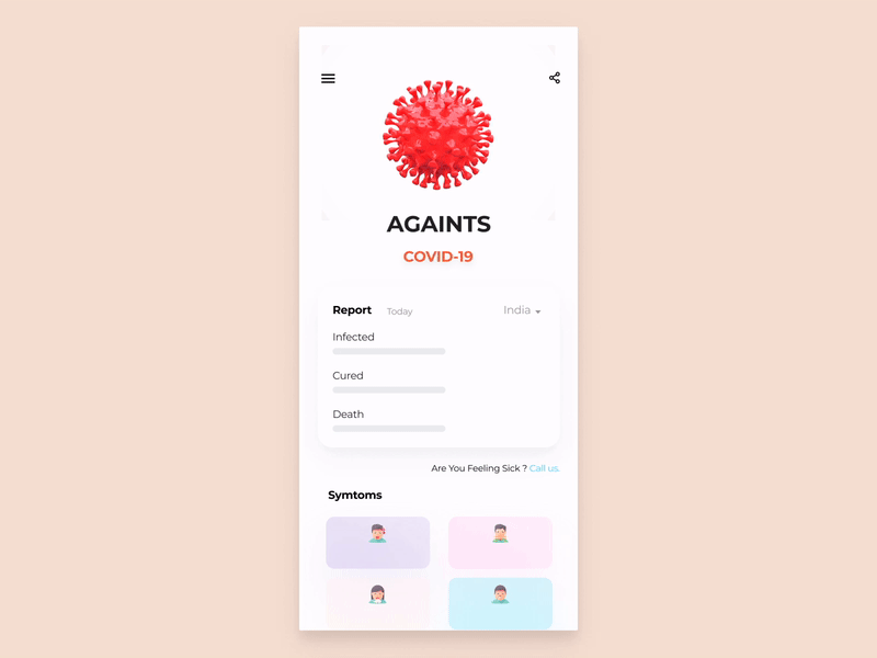 Covid-19 (Corona Virus) 3d app appdesign cinema4d corona coronavirus design figma figmadesign gif ui uiux ux vrayforc4d