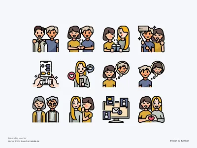 Friendship Icon Set avatar avatar icons avatars color line design icon illustration outline symbol vector web website