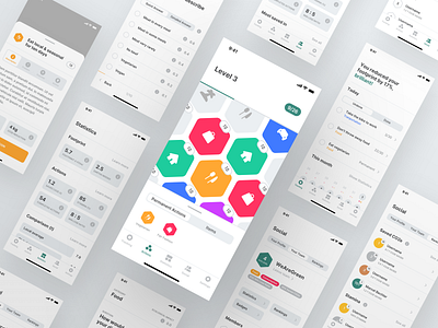 Footprint App － Overview app app design badge bottom sheet calendar clean climate change design flat footprint gamification gaming green interface level minimal mobile mobile app statistics sustainable