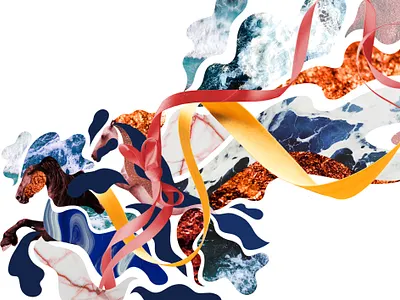 Wild Water collage design horse illustration illustration art illustrator water