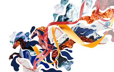 Wild Water collage design horse illustration illustration art illustrator water