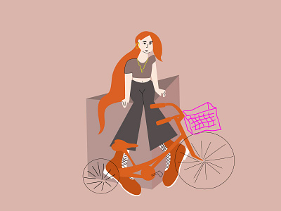 Hipster adobe illustrator bicycle bike creative design flat girl hipster illustraion illustration