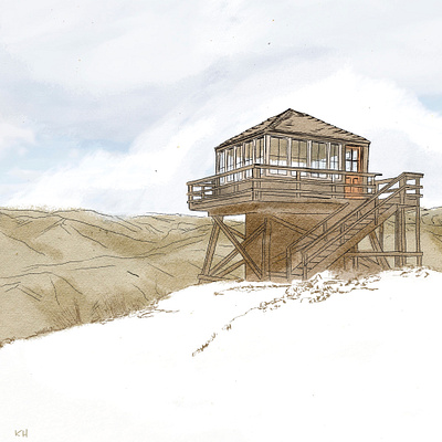 Steliko Lookout, Washington adobe adobe photoshop brown color illustraion lines mountains nature sketch