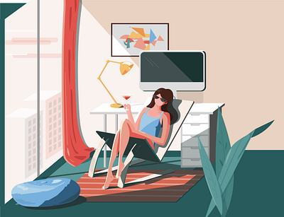 Home Vacation 🕶🍹 home office illustration quickie random vacation vetor