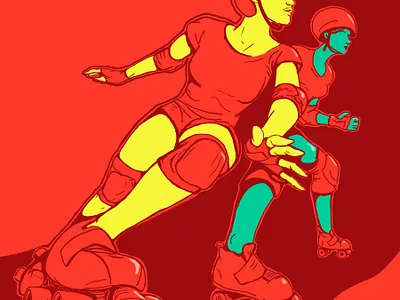 Roller Derby Poster Concept action adobe color design illustration illustrator negative space red roller derby roller skates sports