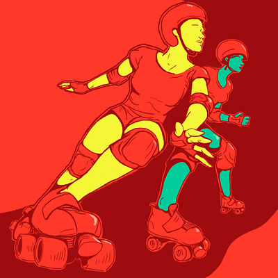 Roller Derby Poster Concept action adobe color design illustration illustrator negative space red roller derby roller skates sports