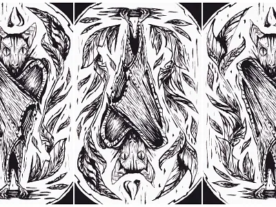 Bat bat black drawing illustration ink oldschool retro tattoo vintage