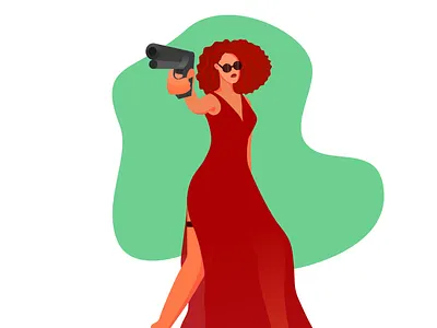 Shoot at sight affinity badass character curly gun illustration lady love minimal vector vogue women