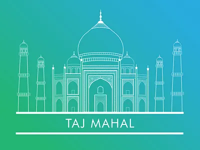 Taj Mahal illustration agra architecture building city flat gradient illustration india landmark line art minimal art monument tajmahal vector