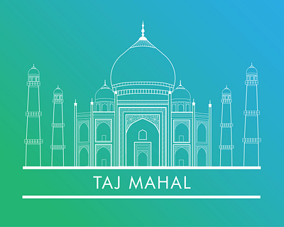 Taj Mahal illustration agra architecture building city flat gradient illustration india landmark line art minimal art monument tajmahal vector