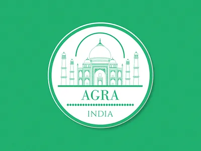 Agra Sticker agra architecture badge city flat green illustration india indian culture line art minimal art monument sticker vector