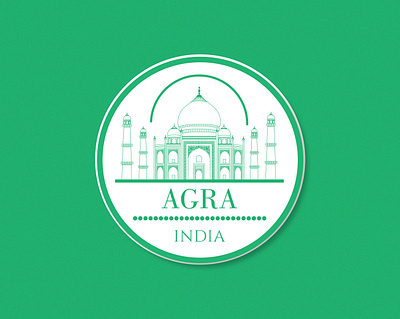 Agra Sticker agra architecture badge city flat green illustration india indian culture line art minimal art monument sticker vector