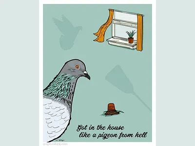 Pigeon from Hell editorial illustration illustration vector