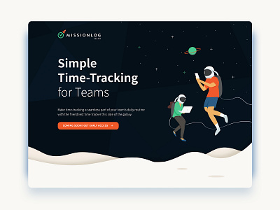 Ready for Launch: MissionLog app app design astronaut header illustration space spaceship time time tracking ui ux web design website