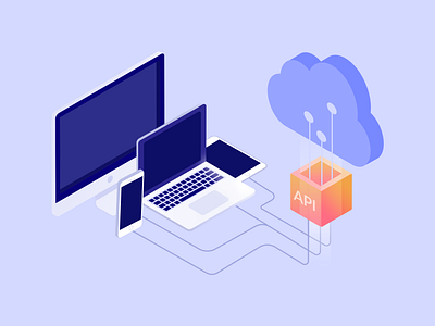 Illustrations for the website api cloud desktop gradient laptop