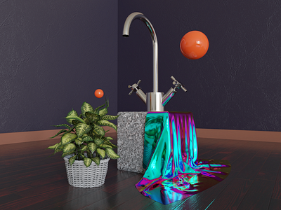 Abstract Interior 3d 3d art blender blender3d cloth cyclesrender design fabric plant sphere