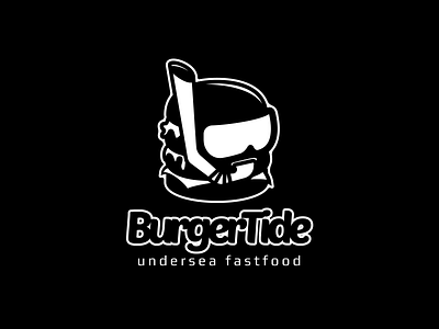 Burgertide branding burger burger logo eat fastfood food foodtruck fun glasses junkfood logo logodesign logos logotype monochrome restaurant sea snorkeling swimming undersea