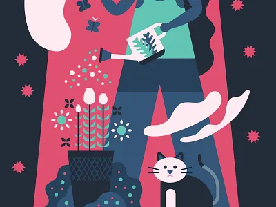 Isolated Space alone cat garden plants space