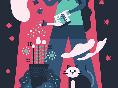 Isolated Space alone cat garden plants space