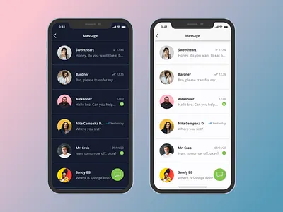 Dark Mode and Light Mode Mobile Message UI app design dark mode figma flat light mode mobile ui