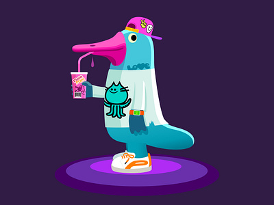 Pulumipus teen animal baseball hat branding cartoon character colour design dribbble drink fantasy illustration mascot platypus sneakers tech teen watch youth