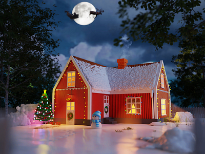 Christmas House gameart b3d blender