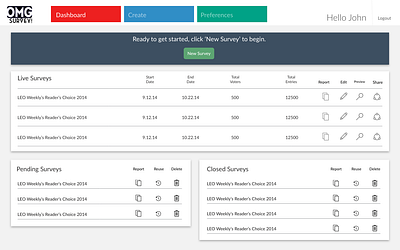 OMG Survey - Dashboard adobe xd app ui ux web