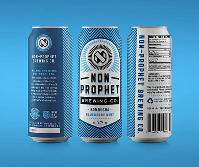 Non-Prophet Brewing Kombucha Cans brand brand design brand identity branding can design illustration label label design logo logo design package design packaging
