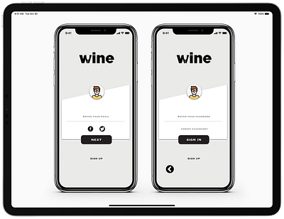 Wine App Login app character design drawing illustration logo ui ux vector