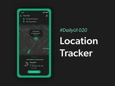 #DailyUIChallenge 020 - Location Tracker app design appdesign dailyui dailyui 020 dailyuichallenge driver driver app location location tracker map mobile uidesign