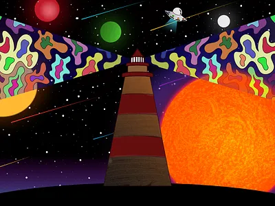 Universal Light Tower. affinitydesigner colourful illustration night space