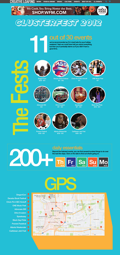 Creative Loafing: Clusterfest 2012 Web Landing Page Prototype illustrator newspaper prototype uidesign ux design web design