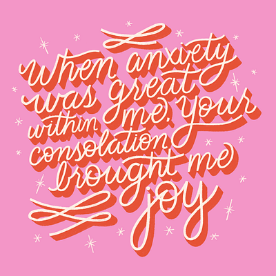 Psalm 94:19 anxiety bible church drop shadow hand lettering hand lettering art jesus joy lettering stars type typography