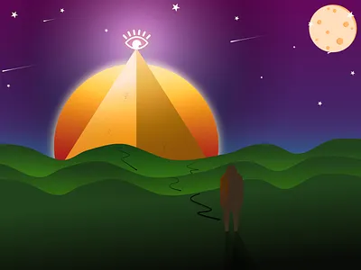 Eye of Horus in Teal and Orange. affinitydesigner eyes illustraion landscape pyramid sky