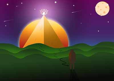 Eye of Horus in Teal and Orange. affinitydesigner eyes illustraion landscape pyramid sky