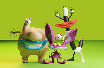 Ahh! Real Monsters 3d 3d art cartoon character design dribbble funny modeling monster nickelodeon render retro shot